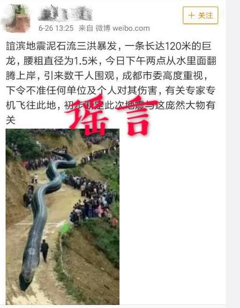 泥石流巨龍系謠言 這種P圖難道不知道龍和蛇的區別嗎？